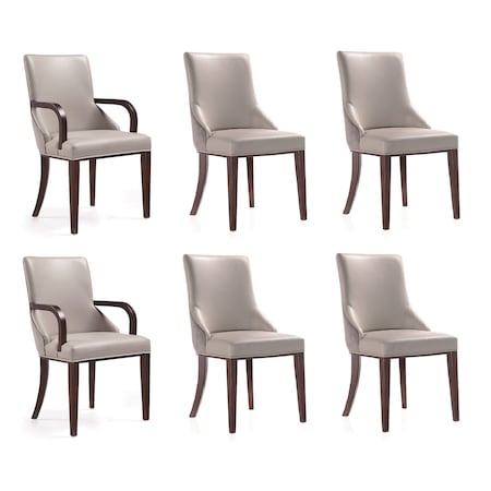 Manhattan Comfort Shubert 6-Piece Faux Leather and Velvet Dining Chair Set in Light Grey 6-DC055AR-LG